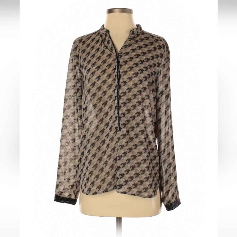 Light Long Sleeve Blouse | Size S | Gray/Black